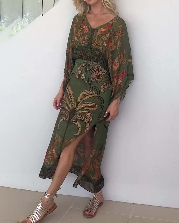 Women's Resort V-Neck Printed Dress