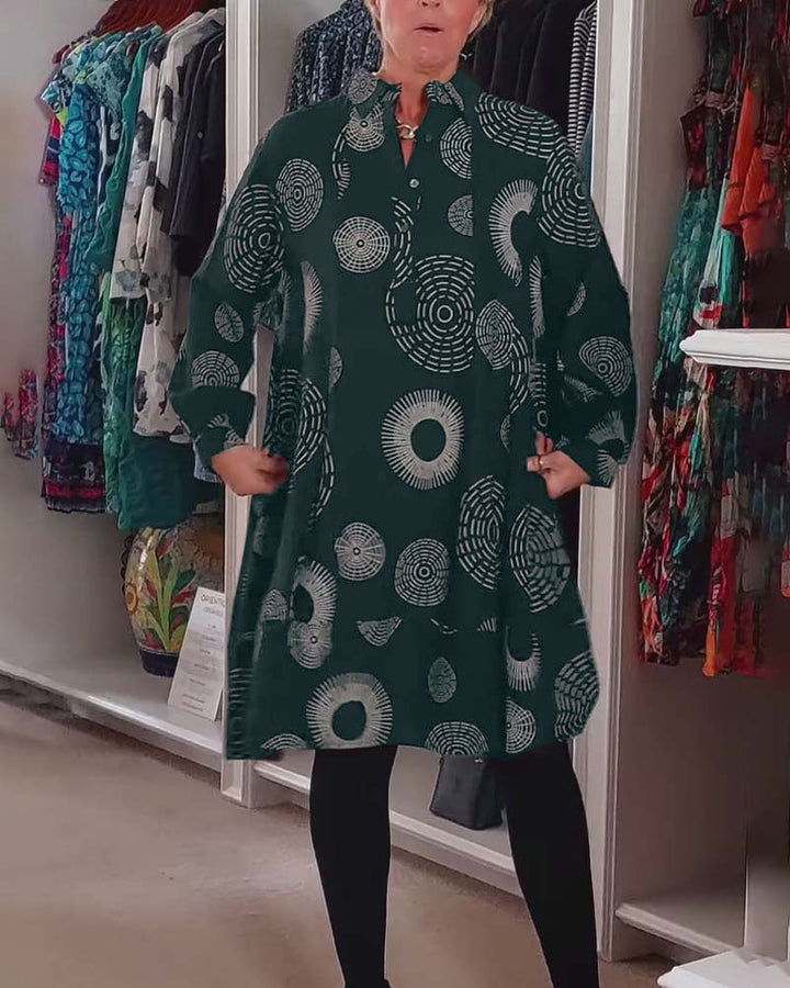 Women's Geometric Print Casual Dress With Lapels