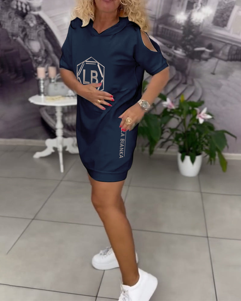 Women's Sport Letter Print Hooded Dress