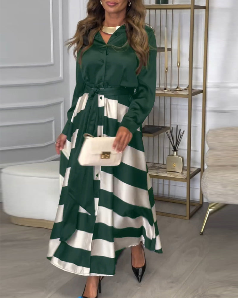 Women's Elegant Striped Straps Dress