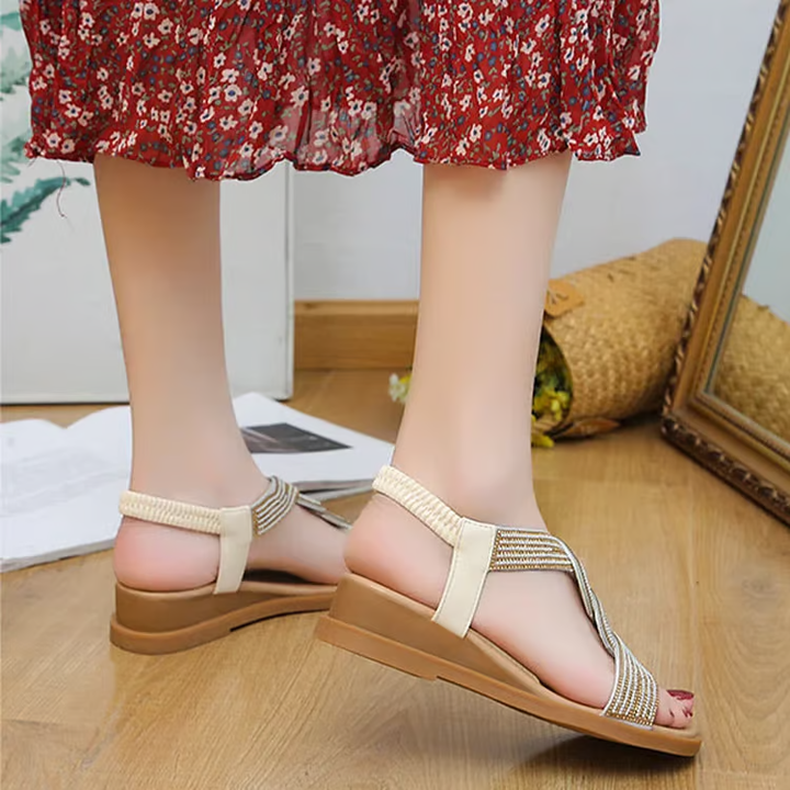 Luna Rhinestone Wedge Fashion Sandals