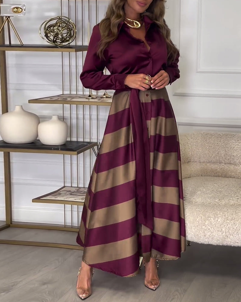 Women's Elegant Striped Straps Dress