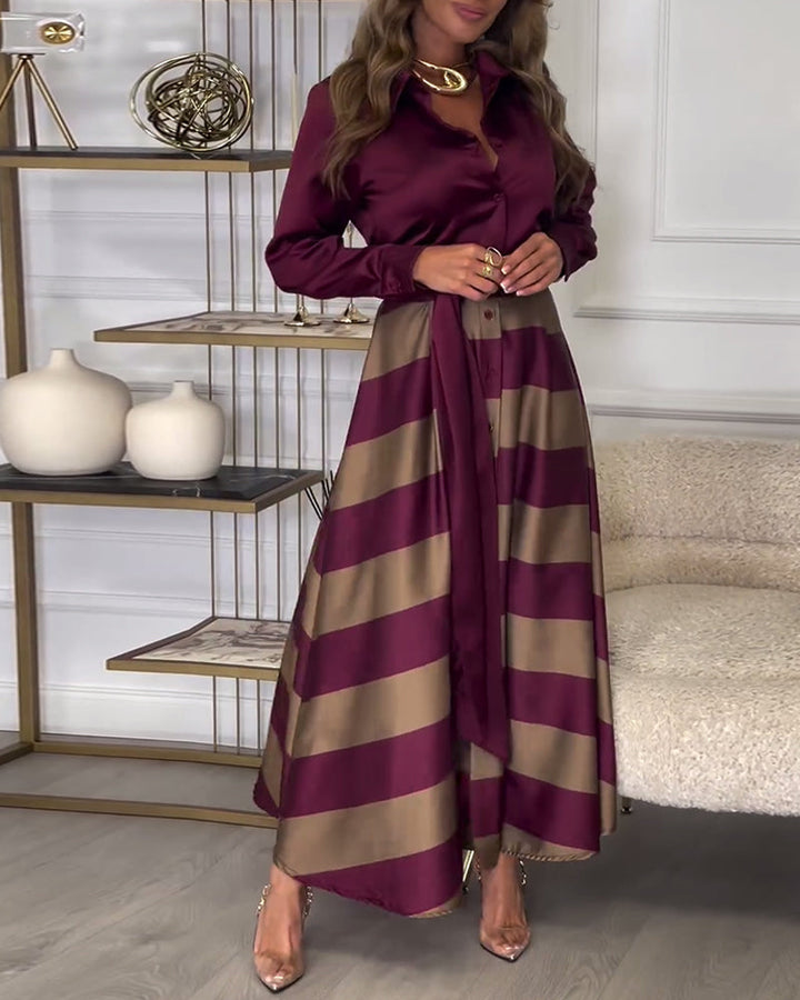 Women's Elegant Striped Straps Dress