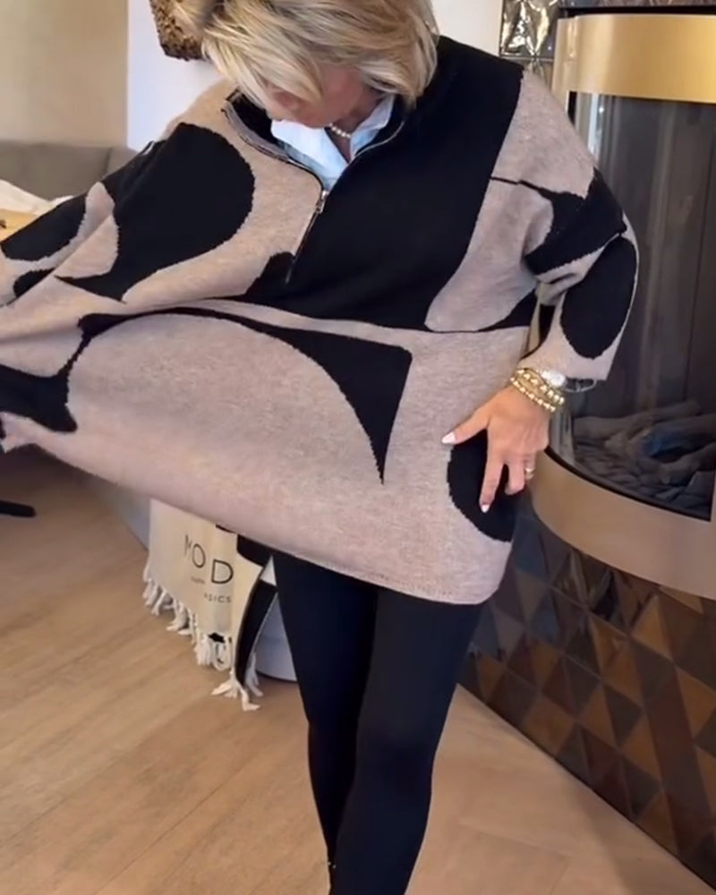 Trendy Half-Zip Sweater with High Neck