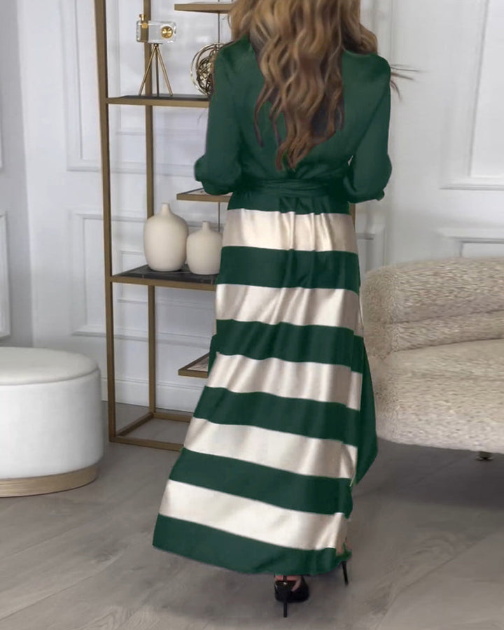 Women's Elegant Striped Straps Dress