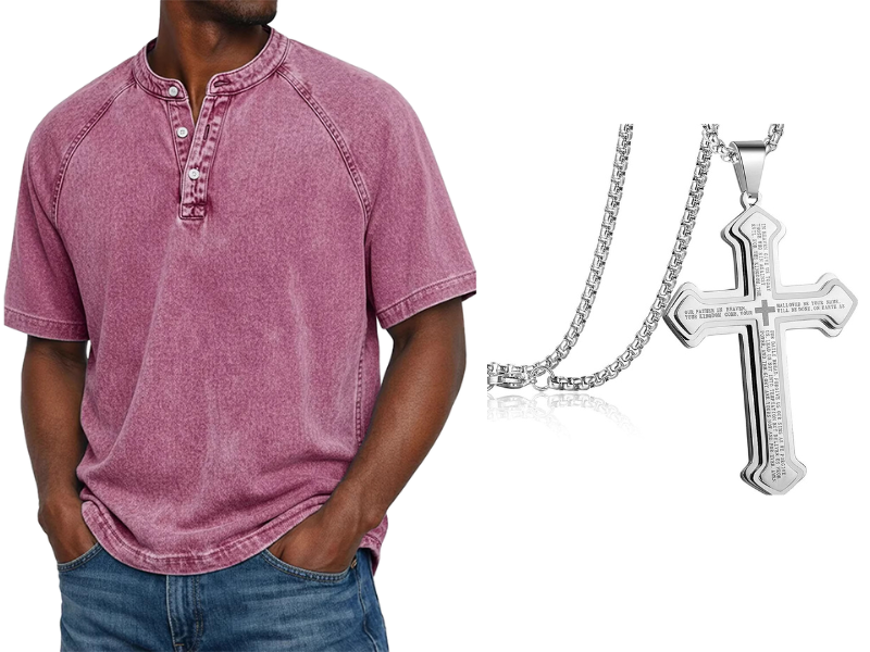 Men's Casual Band Collar Short Sleeve Shirt