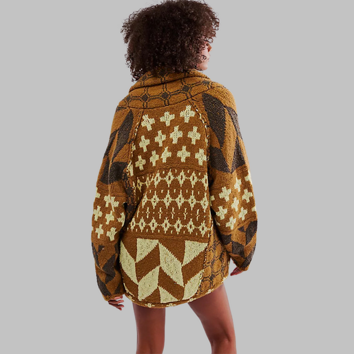 PORTIA - Vintage Button Down Collar Long Sleeve Oversized Cardigan