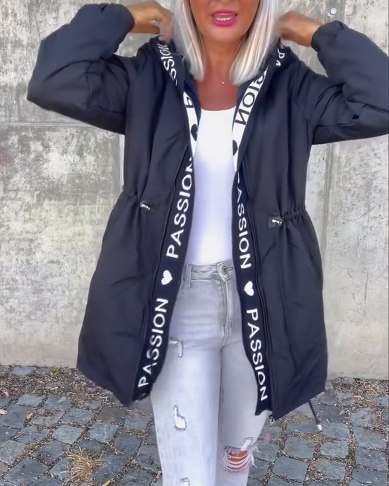 Comfy Hooded Drawstring Coat
