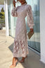 Elegant Crochet Lace Lantern Sleeve Party Midi Dress