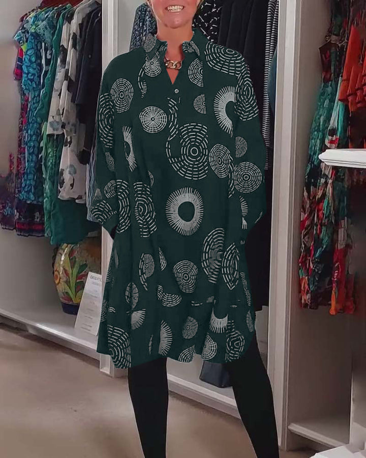 Women's Geometric Print Casual Dress With Lapels