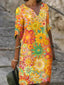 Amara | Floral dress with V-neckline with tummy cover