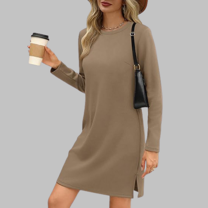 TATLO | Casual Long Sleeve Round Neck Mini Dress