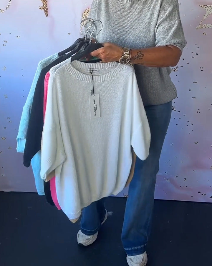 Women's Casual Loose Fitted Solid Color Crew Neck Sweater