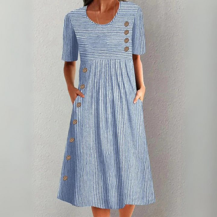 Elviera™ | Modern Stripe Midi Dress