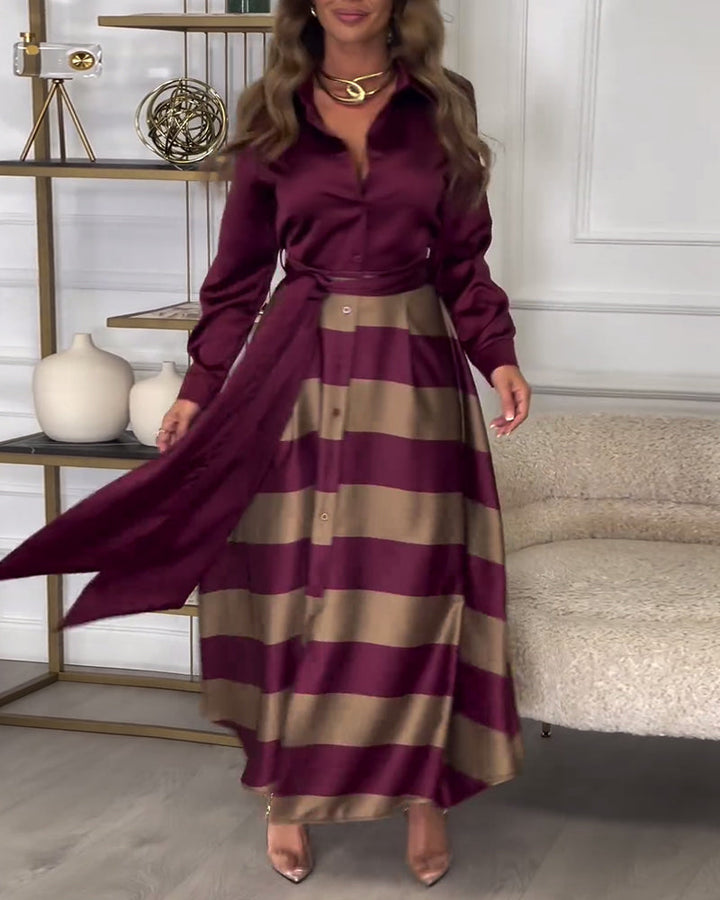 Women's Elegant Striped Straps Dress
