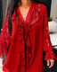 Women's Loose Fit Ruffles Plain Blouse