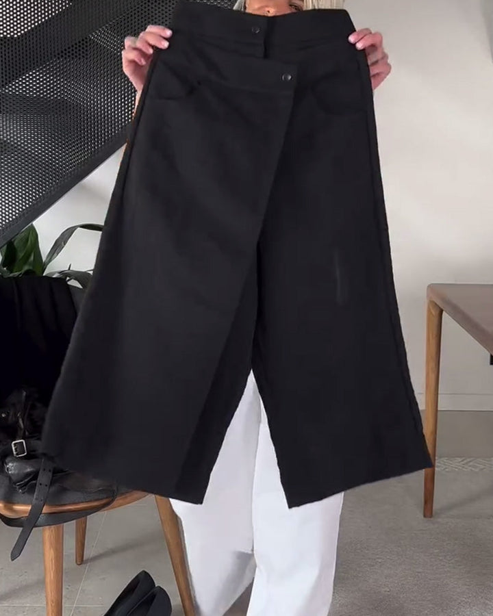 Simple Solid Color Asymmetric Casual Pants