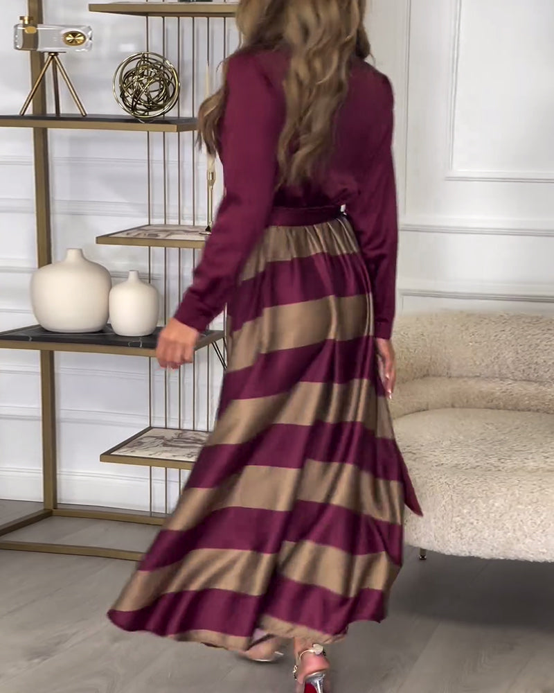 Women's Elegant Striped Straps Dress