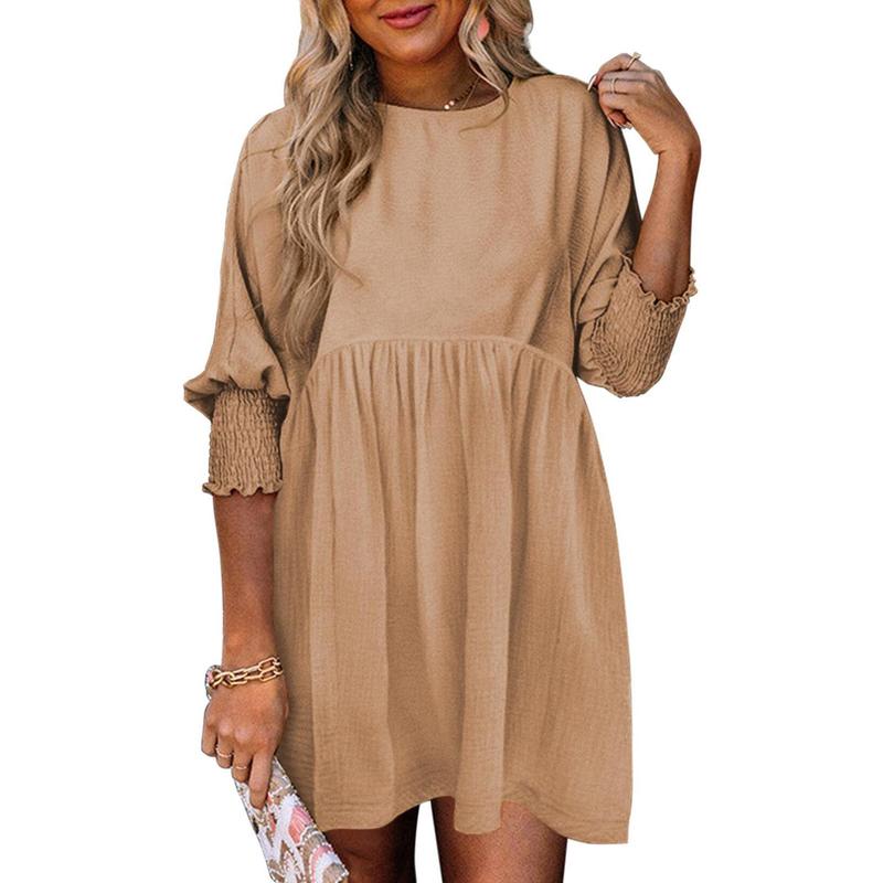 MIRASOL | Casual Crew Neck Loose Fit Mini Dress