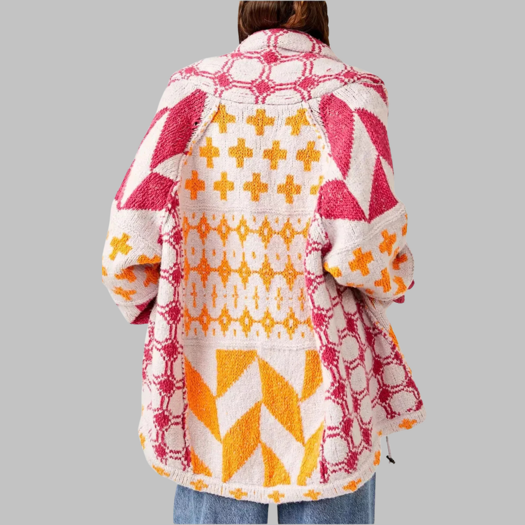 PORTIA - Vintage Button Down Collar Long Sleeve Oversized Cardigan