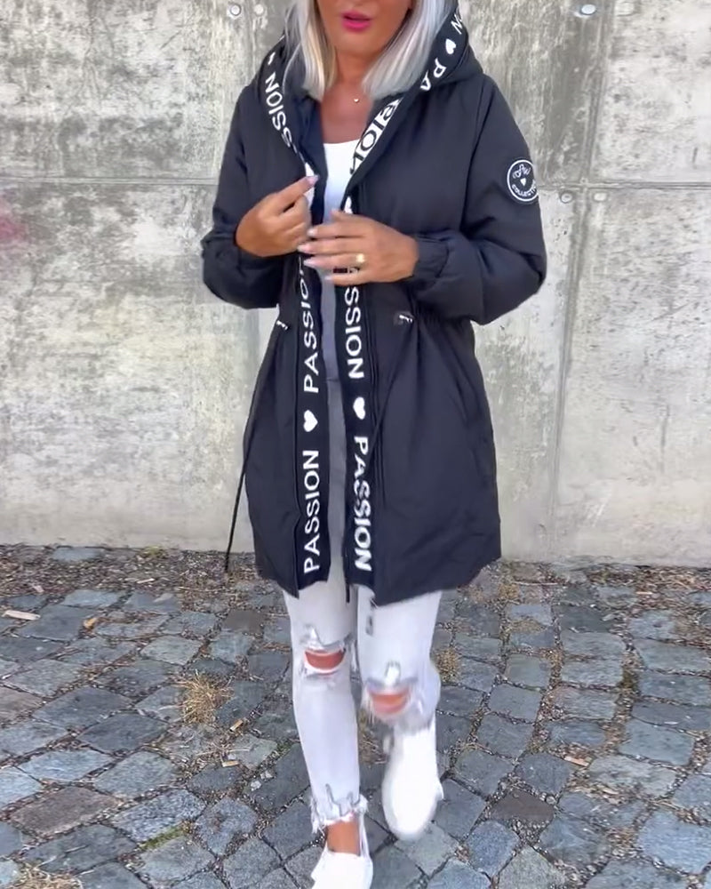 Comfy Hooded Drawstring Coat