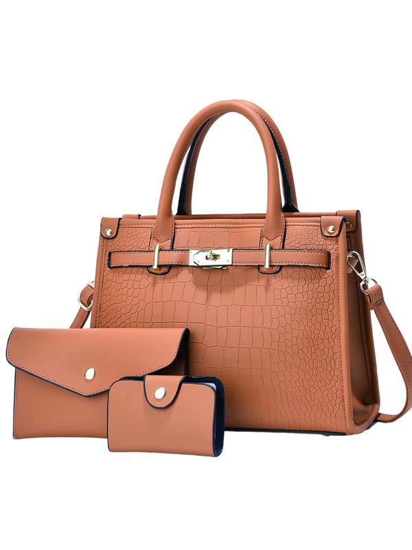 ALENOR – Crocodile Embossed Large Capacity Crossbody Handbag Set