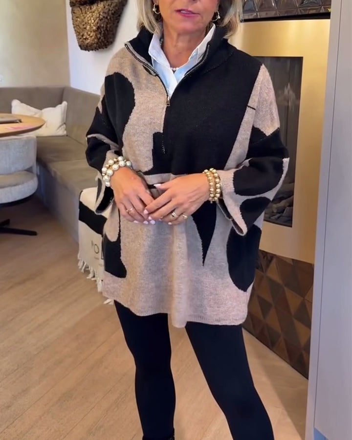 Trendy Half-Zip Sweater with High Neck