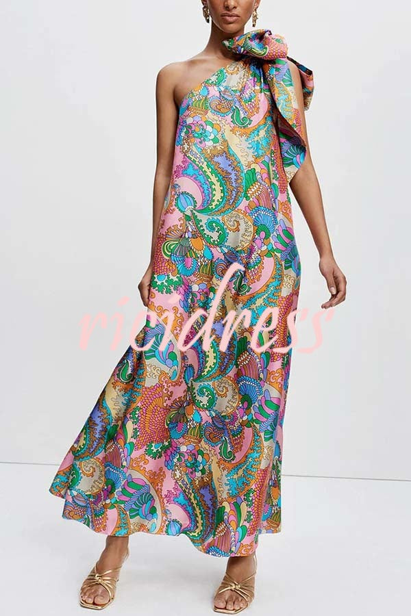 Cyorra™ | Elegant One-Shoulder Satin Maxi