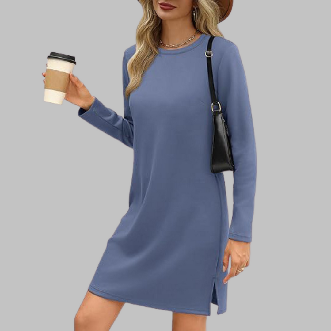 TATLO | Casual Long Sleeve Round Neck Mini Dress
