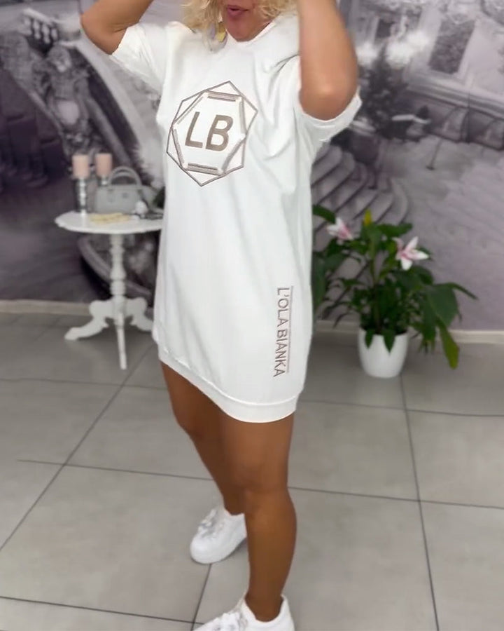 Women's Sport Letter Print Hooded Dress