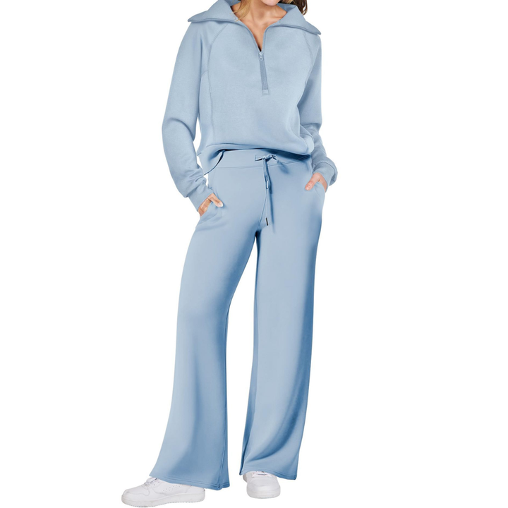 Randi | Cozy Zip-Up Wide Leg Sweatsuit Set