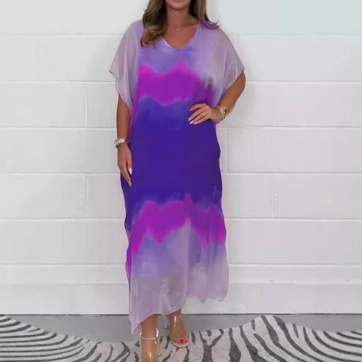 Comfortable and Relaxed Chiffon Dress with Dip Dye Effect
