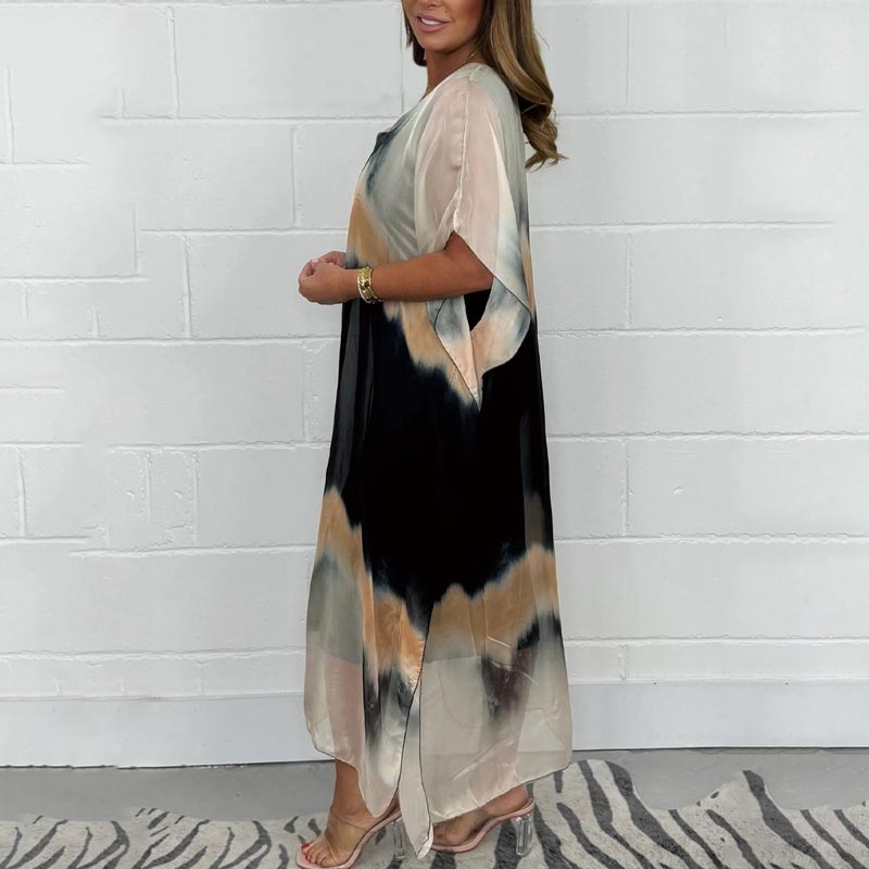 Comfortable and Relaxed Chiffon Dress with Dip Dye Effect