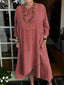 Accordion Pleated Irregular Hem Linen Dress
