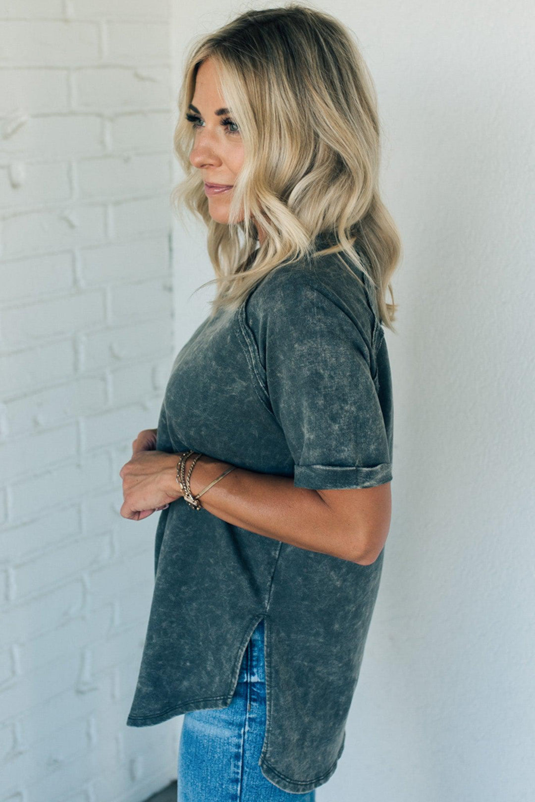 French Terry Acid Wash Top