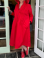 Accordion-pleated Shirt Collar Cotton and Linen Dress