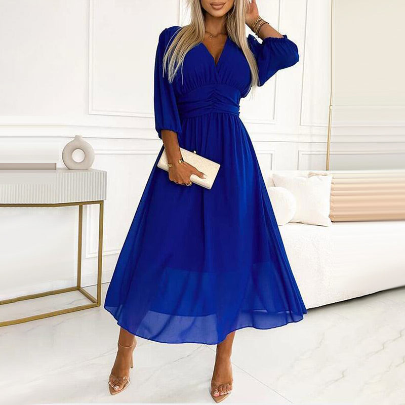 Lightweight Chiffon Dress with V-neck