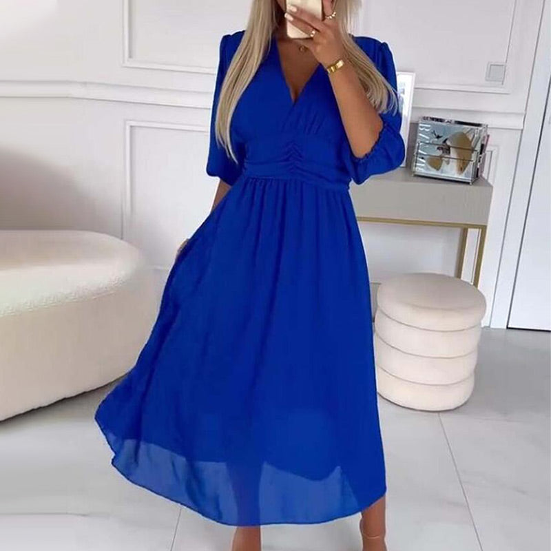 Lightweight Chiffon Dress with V-neck