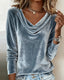Long Sleeve Velvet Top Solid Color