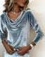 Long Sleeve Velvet Top Solid Color