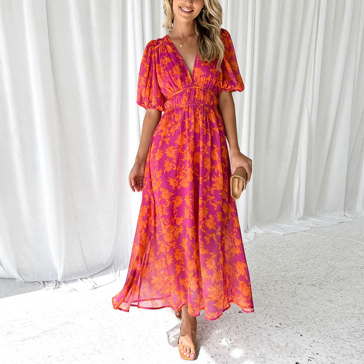 Luna | Modern Floral Midi Dress