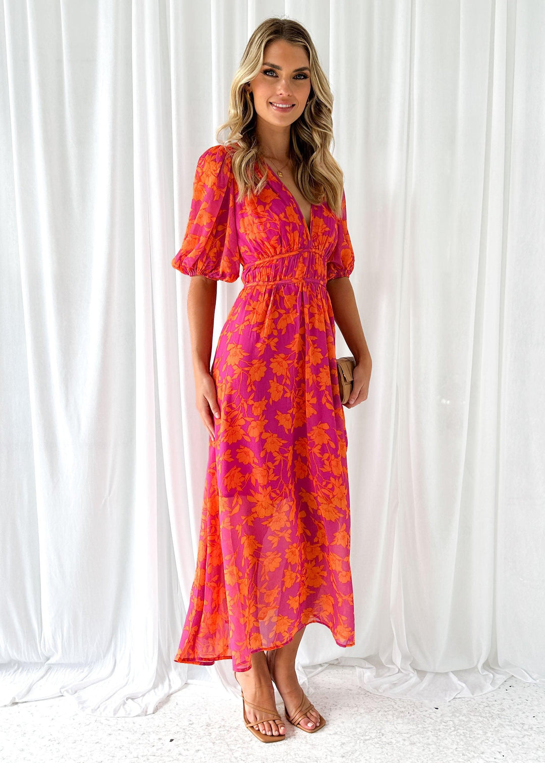 Luna | Modern Floral Midi Dress