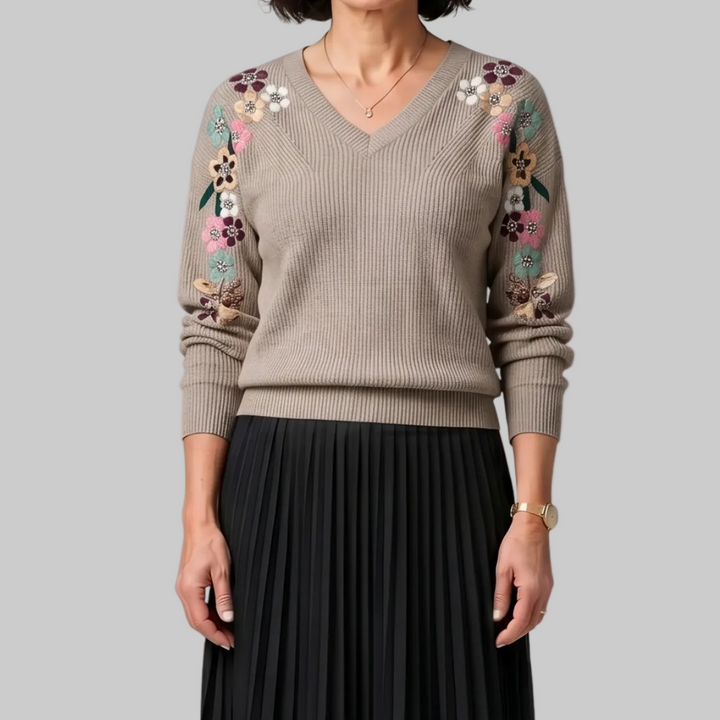 Yara - Elegant Floral Knit Jumper