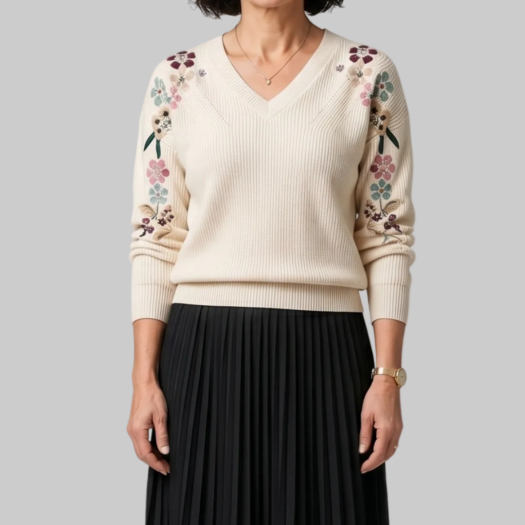 Yara - Elegant Floral Knit Jumper