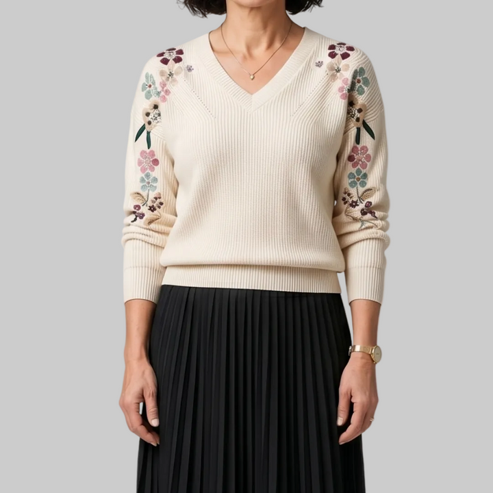 Yara - Elegant Floral Knit Jumper