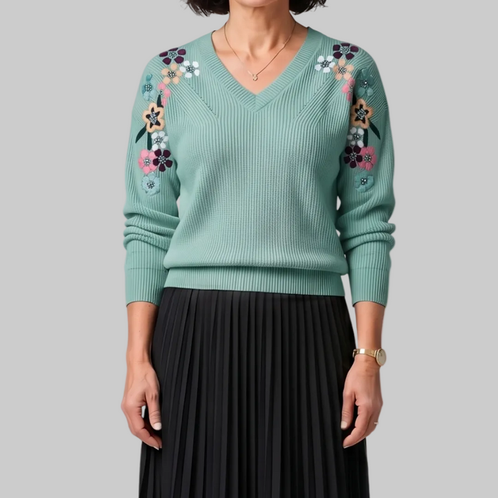 Yara - Elegant Floral Knit Jumper