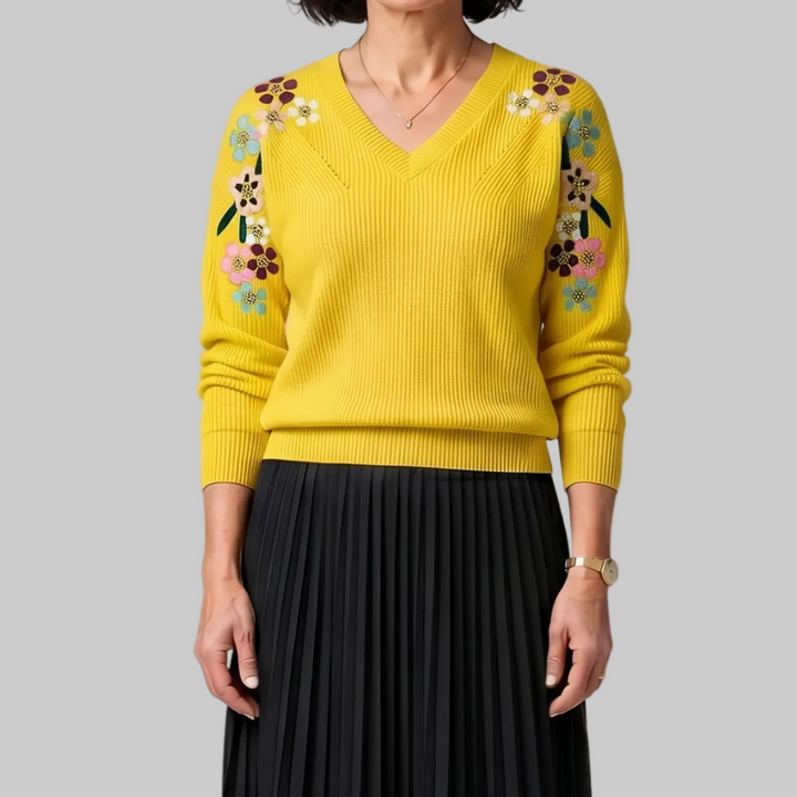 Yara - Elegant Floral Knit Jumper