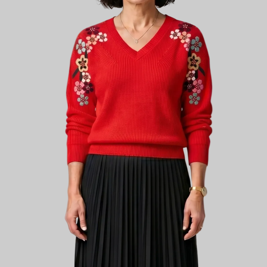 Yara - Elegant Floral Knit Jumper