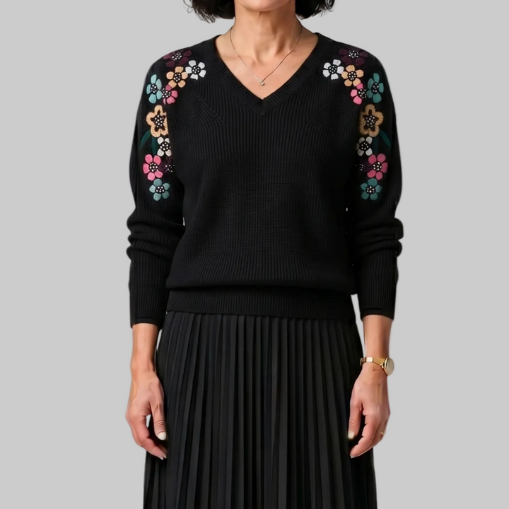 Yara - Elegant Floral Knit Jumper
