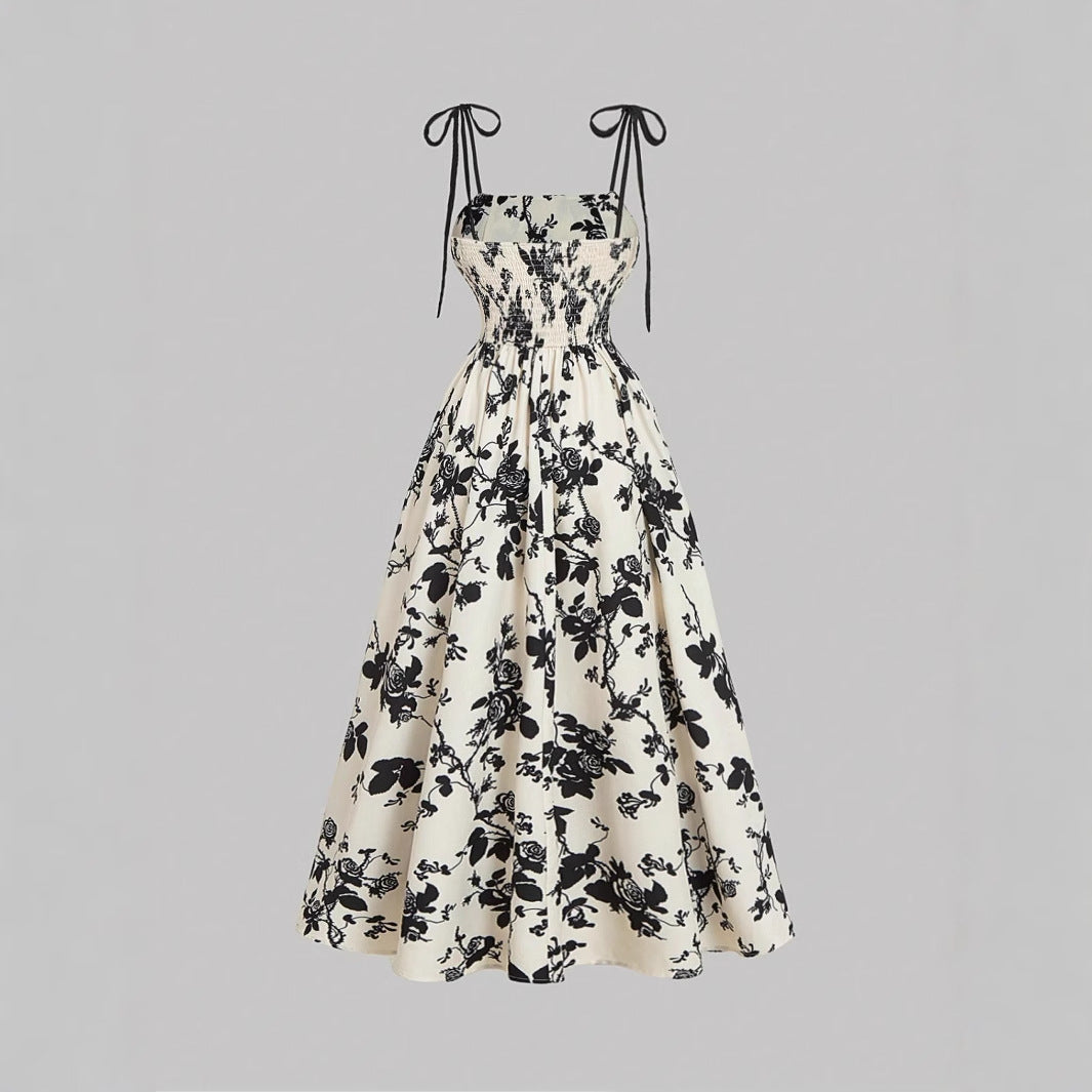 DAHLIANA | Elegant Summer Floral Tie-Shoulder Sundress